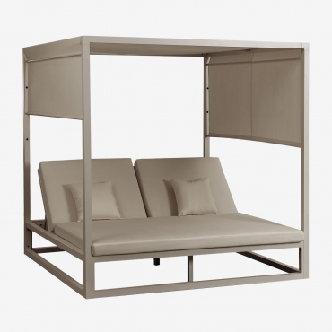 Lit Balinais Inclinable En Aluminium Et Tissu Nasau Moka Brown - Sklum