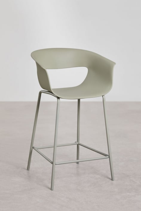 Lot de 2 tabourets hauts de jardin 65 cm en polypropylène et acier vert sauge Alanys - Vert Sauge