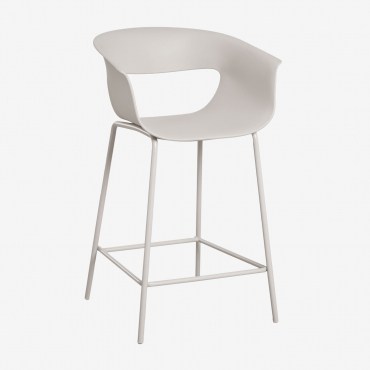 Pack De 4 Tabourets Hauts De Jardin En Polypropylène Et Fer Alanys Blanc Grisâtre & ↑65 Cm - Sklum