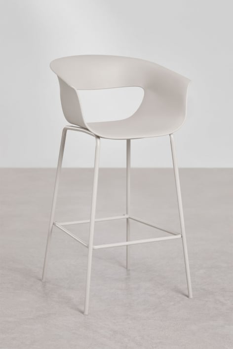 Lot de 4 tabourets hauts 75 cm en polypropylène et acier blanc grisâtre Alanys - Blanc grisâtre