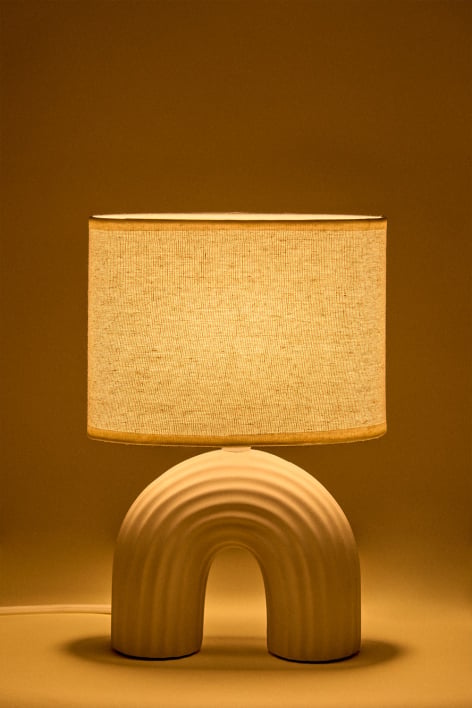 Lampe de table en céramique et lin Soliva 30 cm