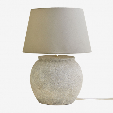Lampe De Table En Céramique Et Lin Kenaris Gris Clair & ↑60 Cm - Sklum