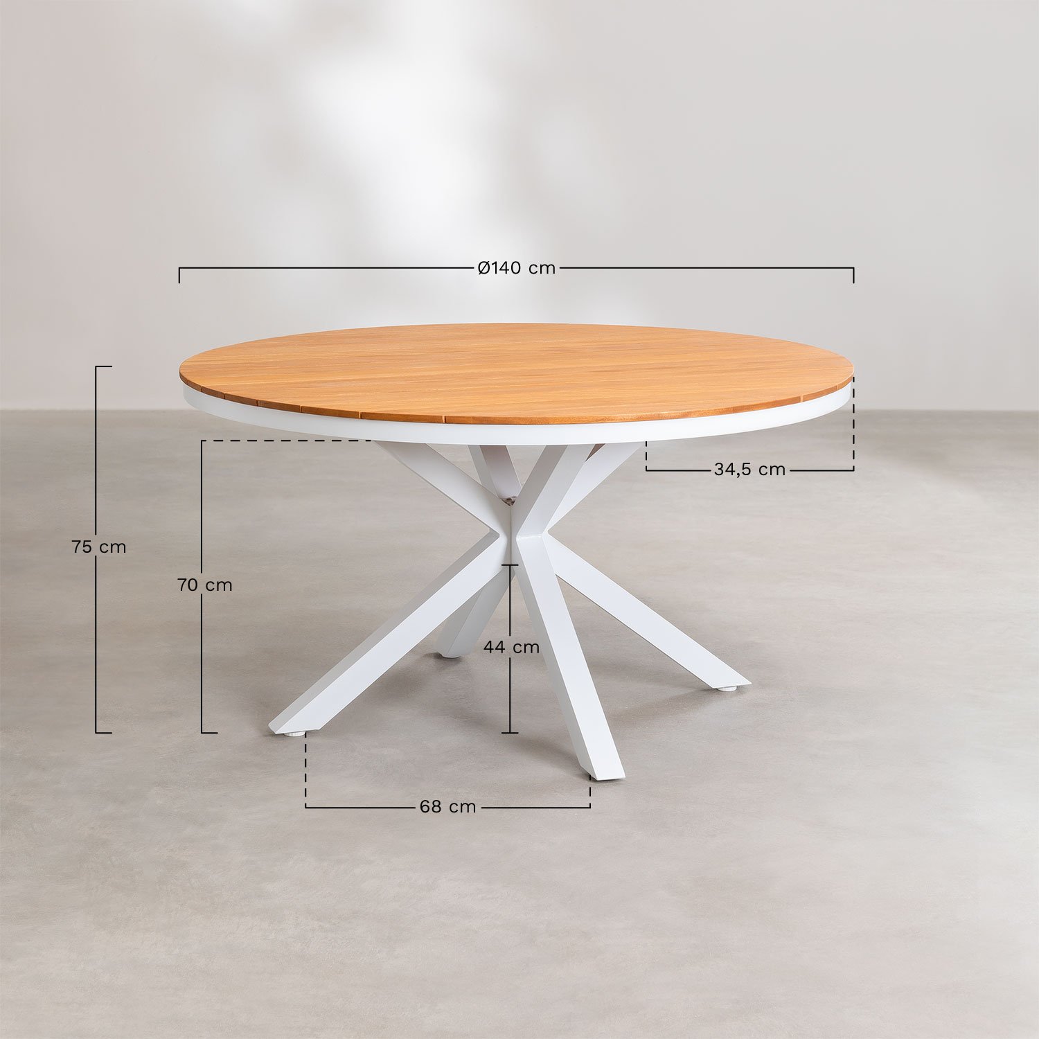 Table de jardin ronde en aluminium et bois d'eucalyptus Archer, mesures
