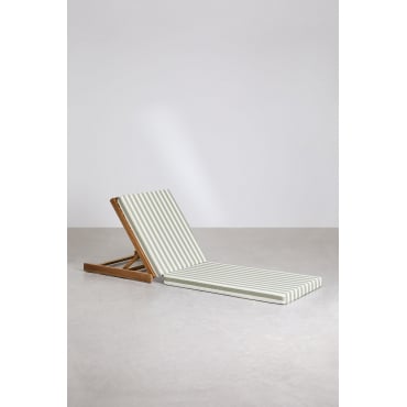 Chaise Longue Inclinable Idaira En Bois D'acacia Blanc - Vert Kaki & Brun Acacia Foncé - Sklum