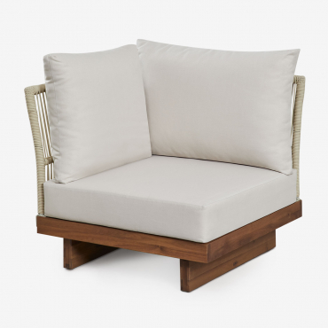 Module D'angle Pour Canapé Modulable En Bois D'acacia Et Corde Tressée Dailin Brun Acacia - Sklum