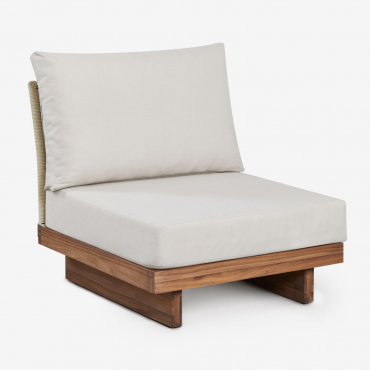 Canapé Modulaire Dailin, Module Central En Bois D'acacia Et Corde Tressée Brun Acacia - Sklum