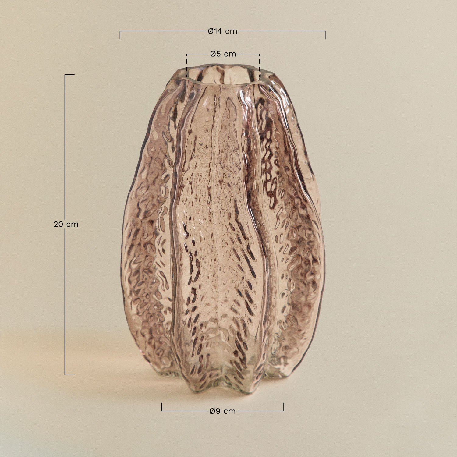 Vase en verre Brenat, mesures