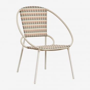 Fauteuil Empilable Maryland En Acier Et Osier Synthétique Beige Crème - Sklum