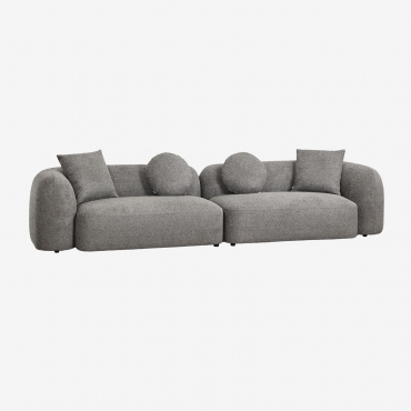 Canapé Modulaire 2 Pièces En Chenille Coco Tissu Chenille Épais Gris Granit - Sklum