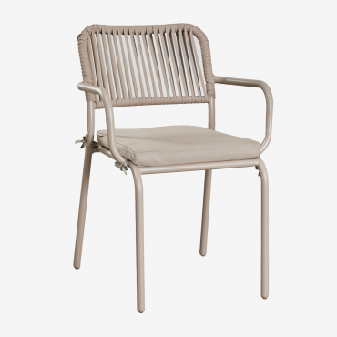 Lot De 6 Chaises De Jardin Empilables Avec Accoudoirs En Aluminium Et Corde Tressée Arhiza Brun Moka - Sklum