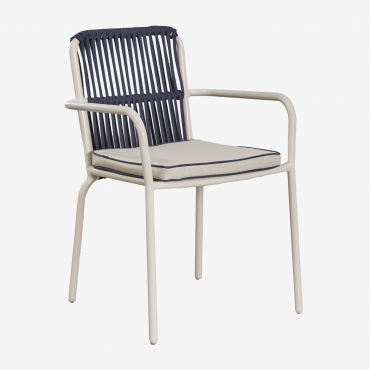 Lot De 4 Chaises De Jardin Empilables Avec Accoudoirs En Aluminium Alberta Bleu Marin - Sklum