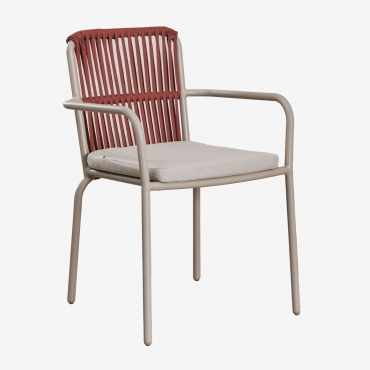 Pack De 4 Chaises De Salle À Manger Empilables Avec Accoudoirs En Aluminium Alberta Rouge Tuile - Sklum