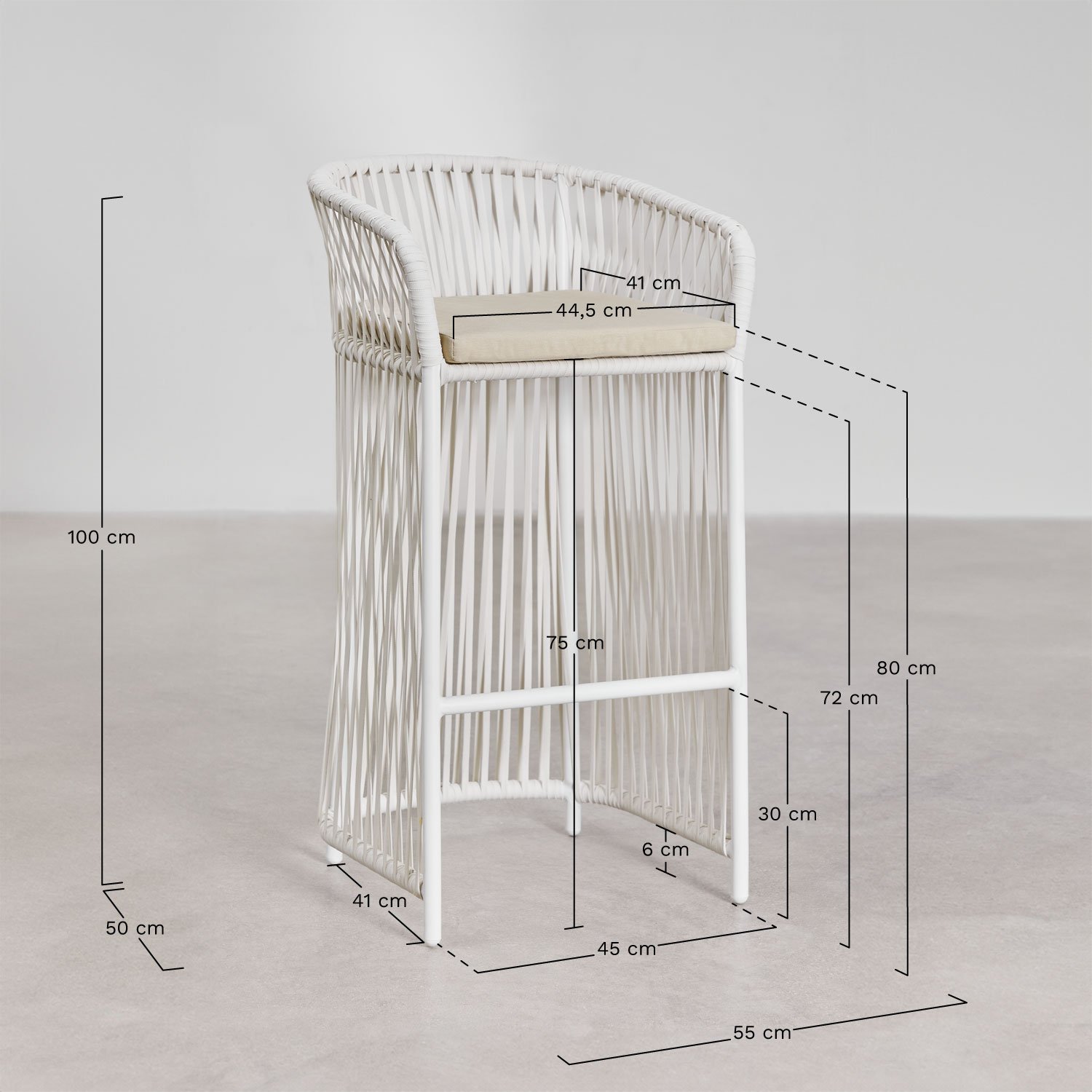 Tabouret haut de jardin Sophie, mesures