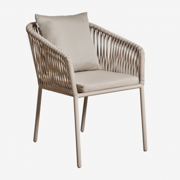 Lot De 4 Chaises De Jardin Arhiza Classic Avec Accoudoirs En Aluminium Et Corde Tressée Brun Moka - Sklum