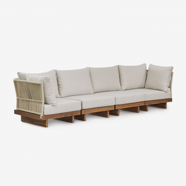 Canapé Modulable Dailin 4 Pièces Avec 2 Fauteuils D'angle En Bois D'acacia Brun Acacia - Sklum
