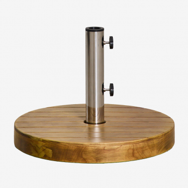Pied De Parasol Rond Ø50 Cm En Bois De Canco Naturel - Sklum