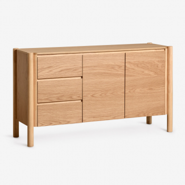 Buffet Rectangulaire 145x45 Cm En Mdf Plaqué Chêne Munden Marron Chêne - Sklum