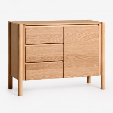 Buffet Rectangulaire 110x45 Cm En Mdf Plaqué Chêne Munden Marron Chêne - Sklum