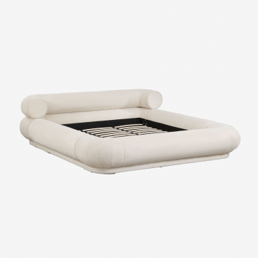 Cama En Tela Bouclé Bernaste Boucle Blanc & 200 X 200 Cm - Sklum