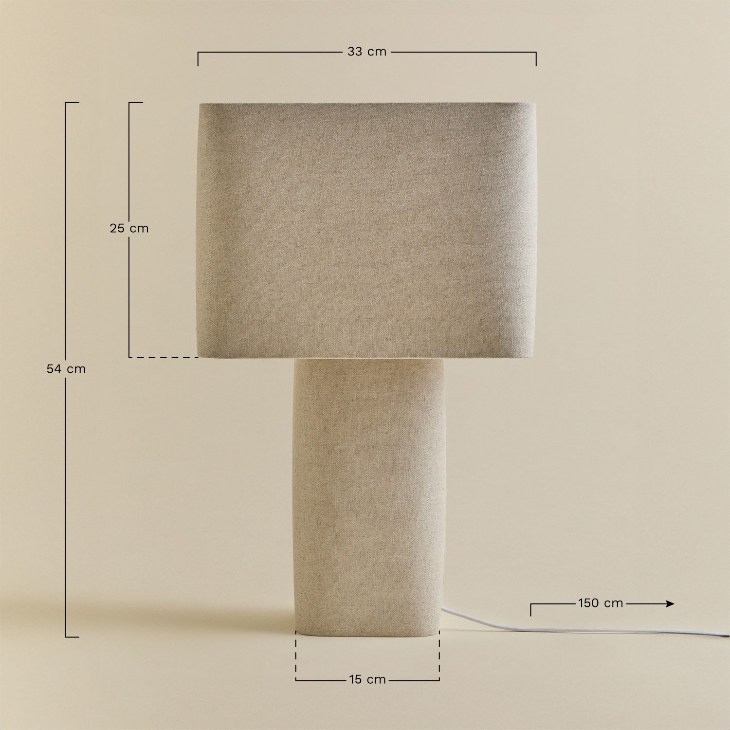 Lampe de table en lin Rivos, mesures