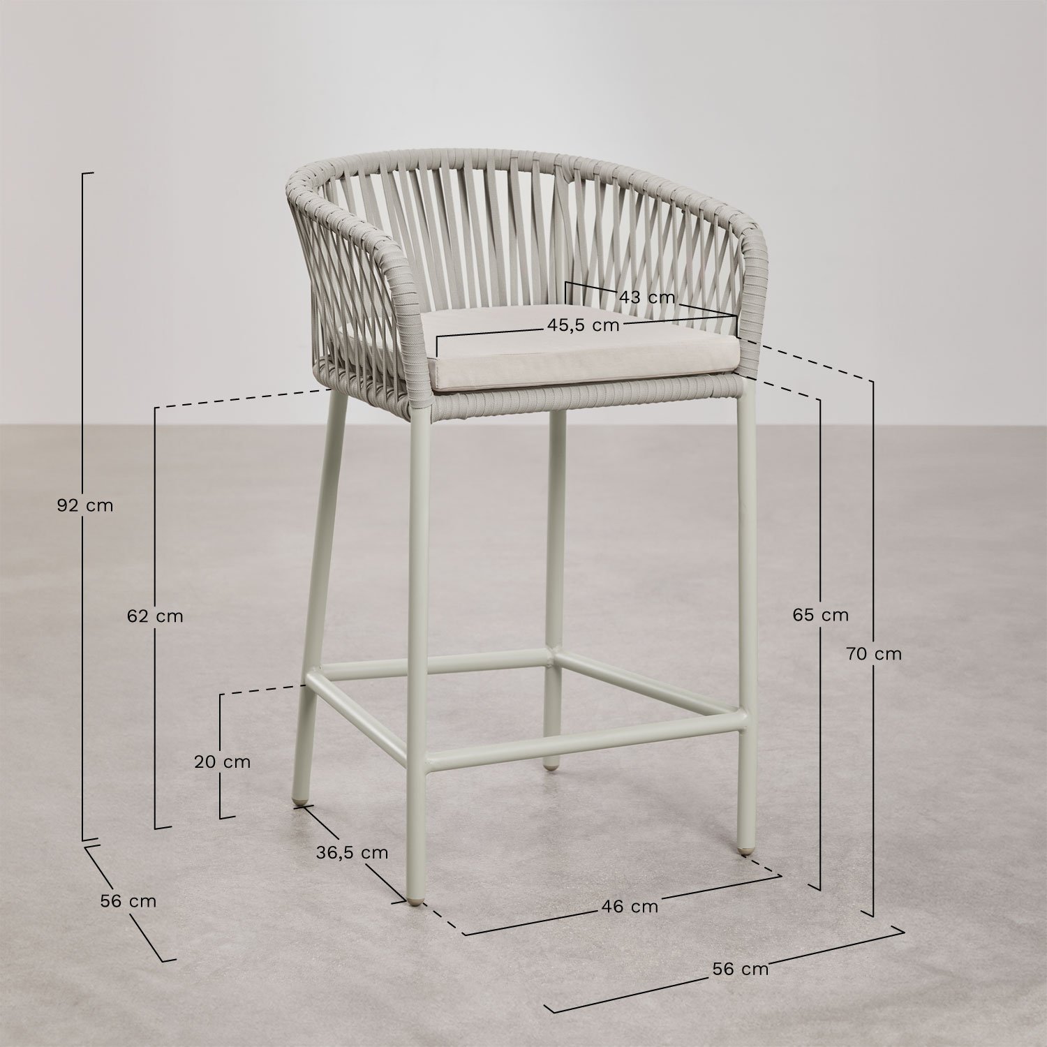 Lot de 4 tabourets hauts Arhiza, mesures