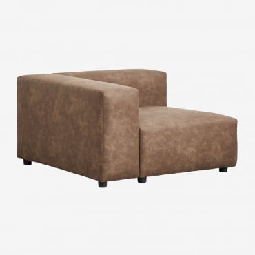 Module D'angle Gauche 115x113 Cm Avec Accoudoir Haut Pour Canapé Modulaire Bruna Daim Café Marron - Sklum