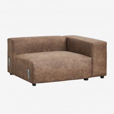 Module D'angle Droit 135x113 Cm Avec Accoudoir Haut Pour Canapé Modulaire Bruna Daim Café Marron - Sklum