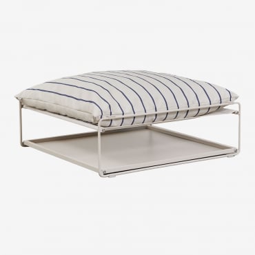 Pouf De Jardin Convertible En Table D'appoint Amaro Tapioca Beige - Bleu Marin - Sklum