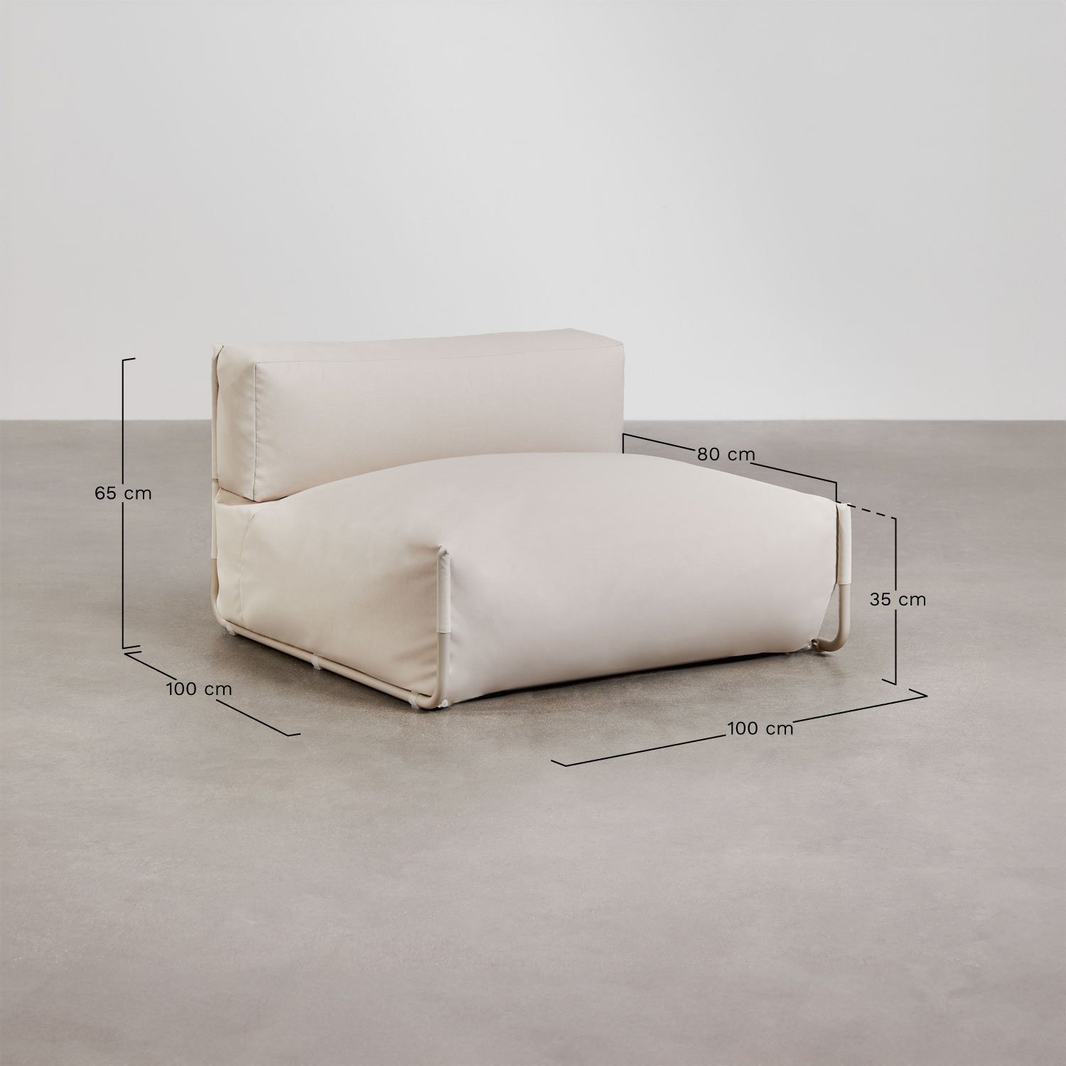 Module central pour le canapé de jardin modulable Oporto, mesures