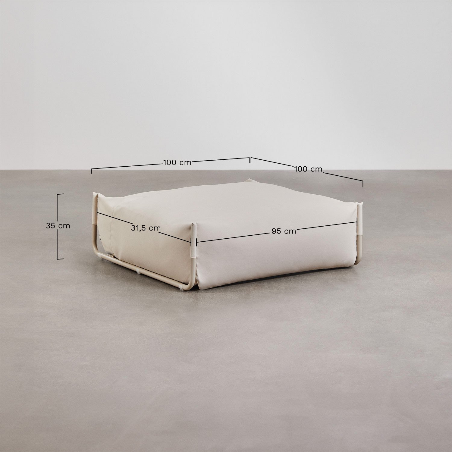 Canapé-pouf de jardin modulable Oporto, mesures