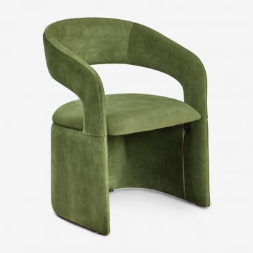Lot De 2 Chaises De Salle À Manger Rembourrées Jules Avec Accoudoirs Velours Vert Choux - Sklum