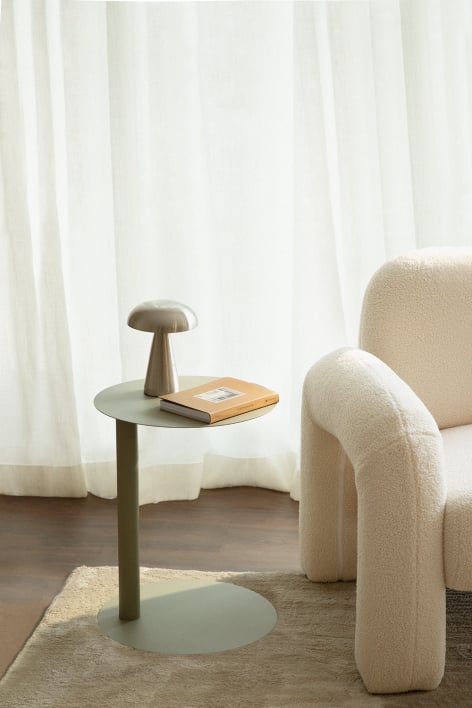 Table d'appoint ronde Ø40 cm en acier Yannik - Vert Kaki