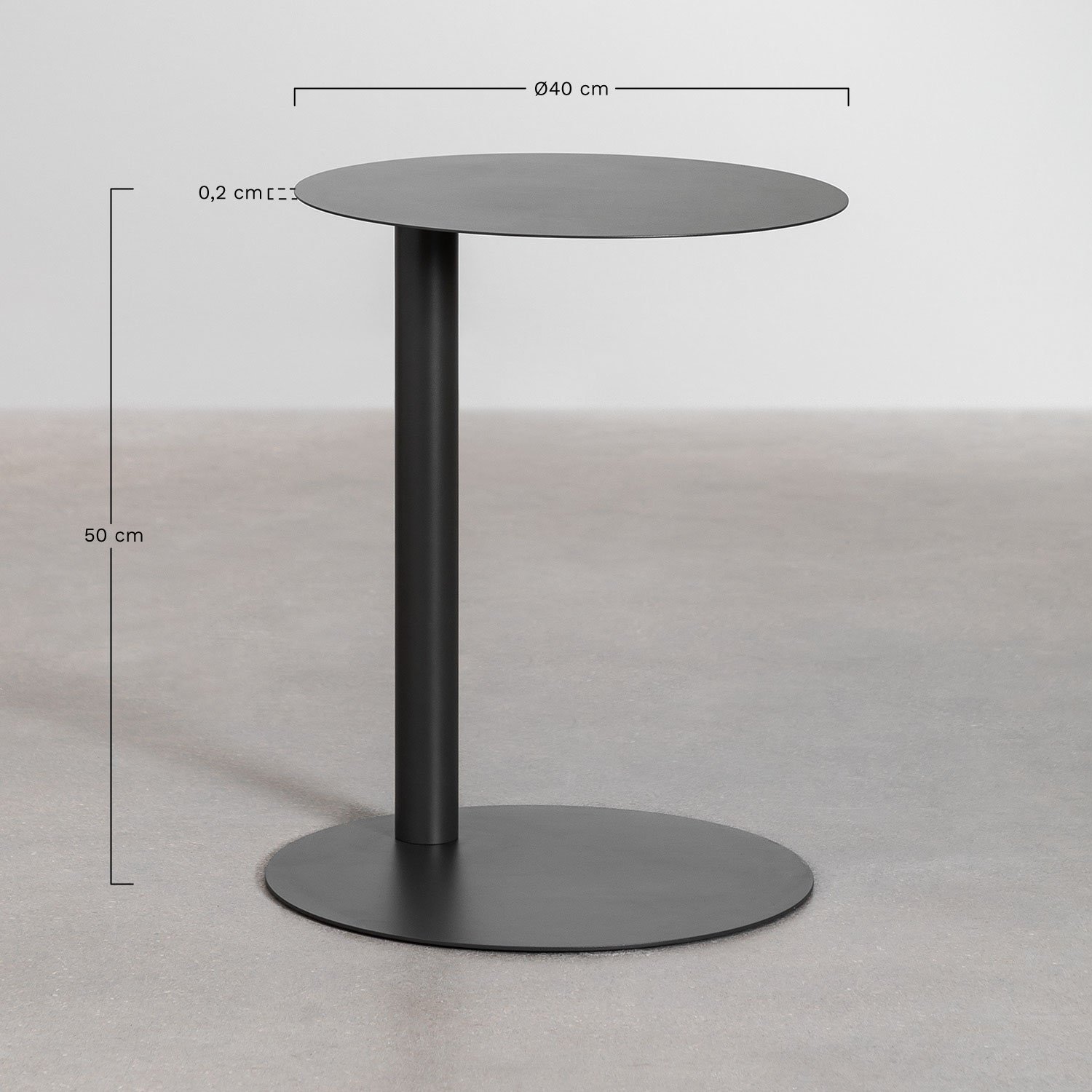 Table d'appoint ronde Ø40 cm en acier inoxydable Yannik, mesures