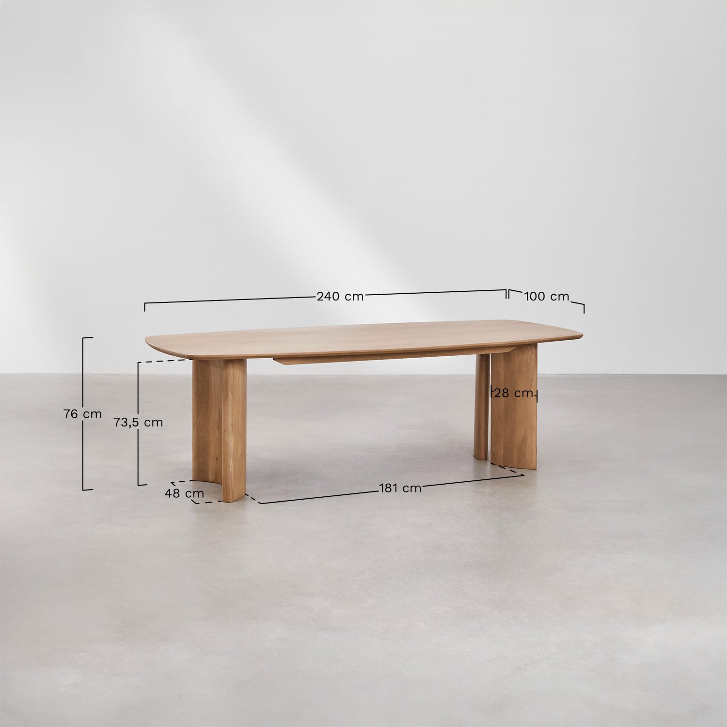 Table de salle à manger rectangulaire en bois de manguier Sidney, mesures