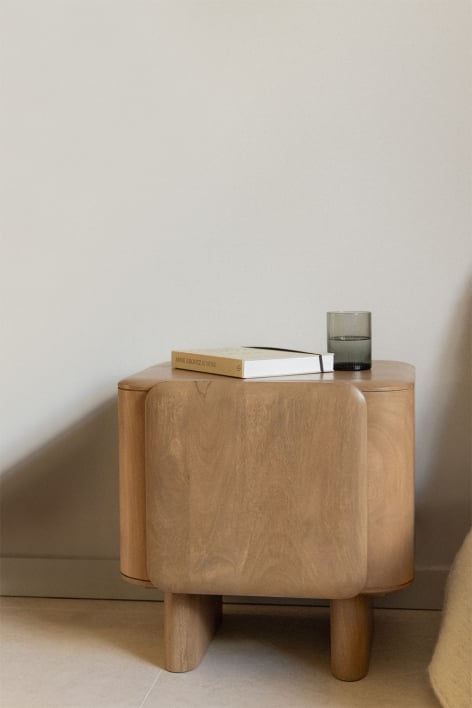 Table de chevet rectangulaire 50x45 cm en bois de manguier Miller