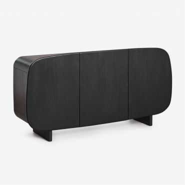 Buffet Agathe En Bois De Manguier 160x40 Cm Noir Uni - Sklum