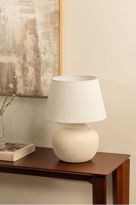 Lampe de table en céramique et lin Kenaris