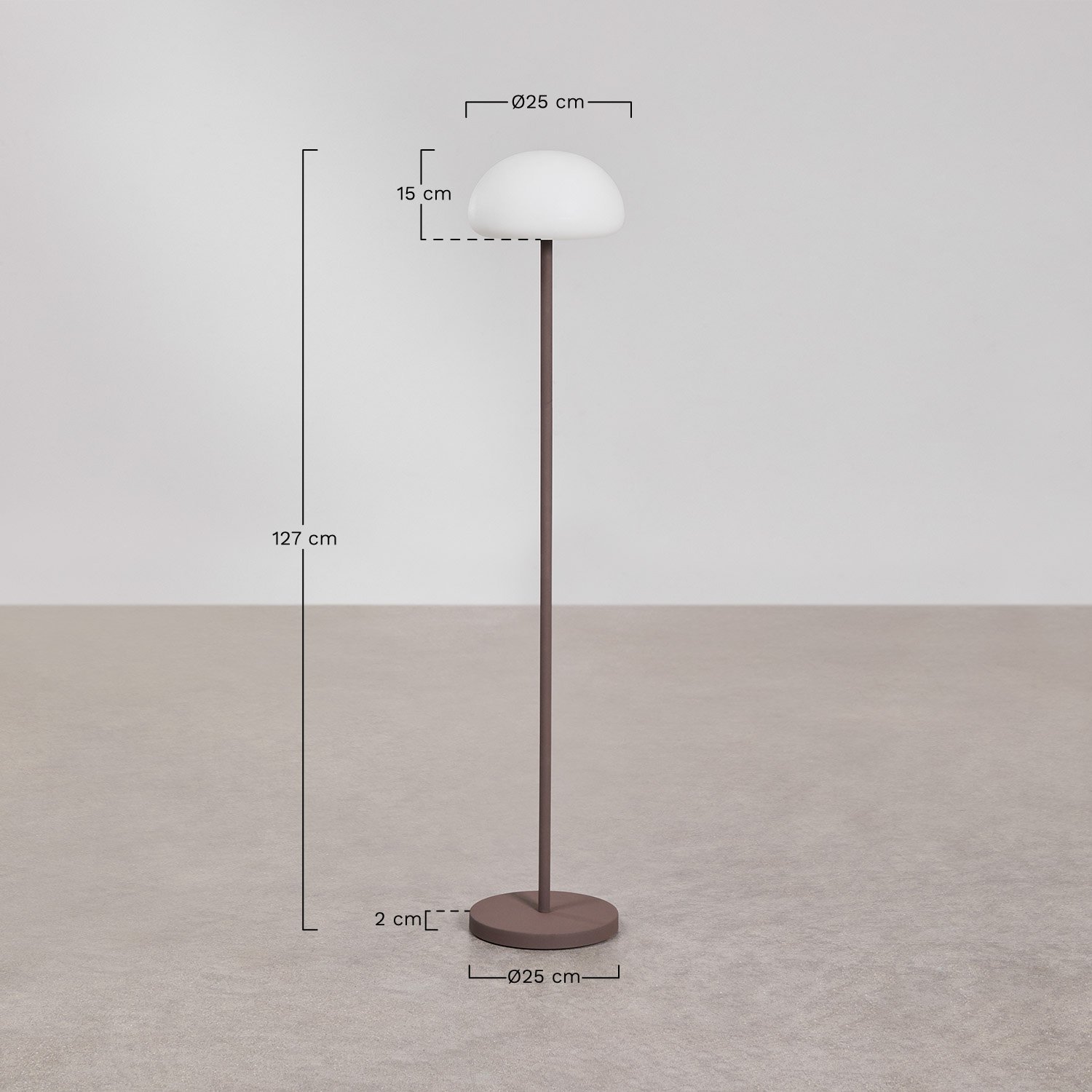 Lampadaire LED sans fil en fer Zeliro, mesures