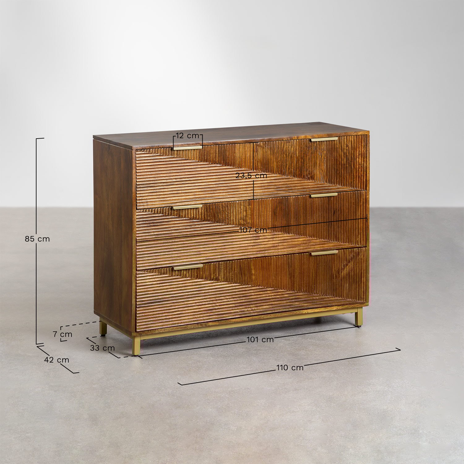 Commode en manguier Baty, mesures