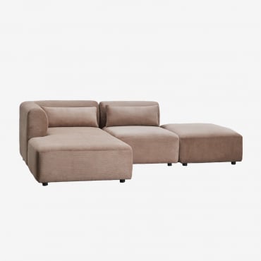 Canapé Modulable Méridienne Gauche 2 Pièces Avec Pouf Fogler Velours Côtelé Camel Brun - Sklum