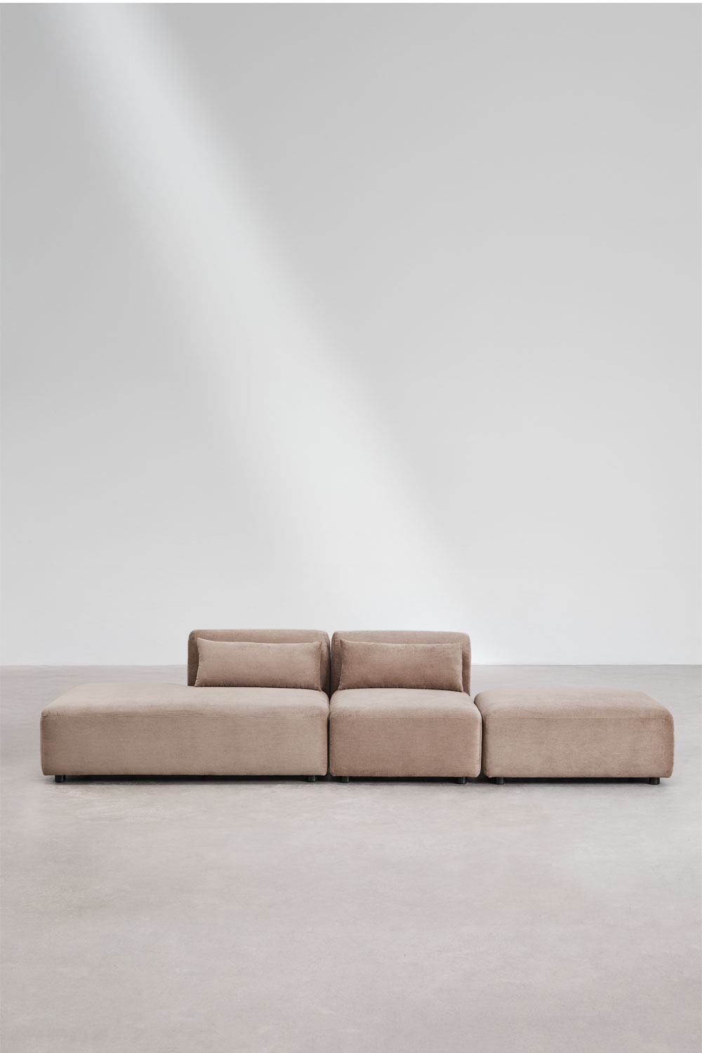Canapé modulable 2 pièces avec méridienne gauche et pouf Fogler