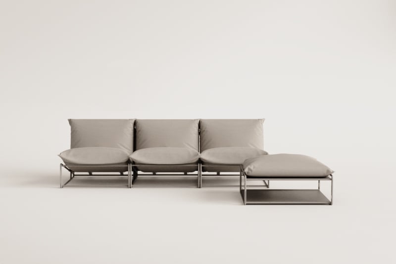 Ensemble de jardin avec canapé modulaire 3 pièces et table d'appoint convertible Amaro