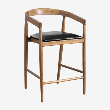 Pack De 2 Tabourets Hauts En Cuir (70 Cm) Visby Noir - Sklum