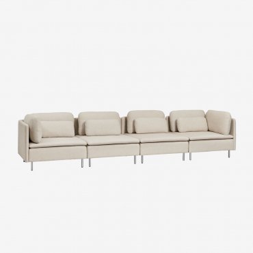 Canapé Modulable 4 Pièces Oriol Tissu Beige Crème - Sklum