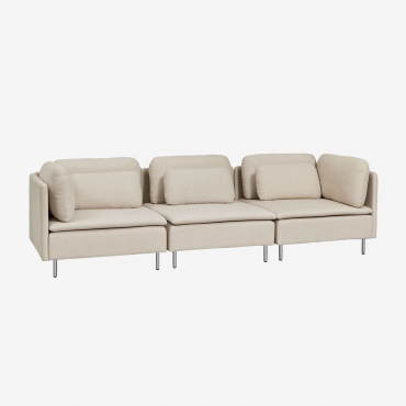 Canapé Modulable 3 Pièces Oriol Tissu Beige Crème - Sklum