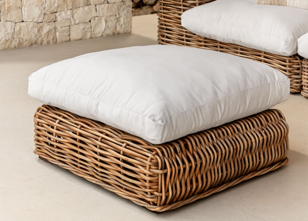 Pouf de jardin en rotin Milu