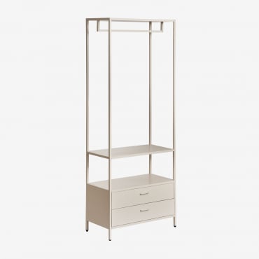 Armoire Ouverte Janine Avec Tiroirs En Acier Tapioca Beige - Sklum