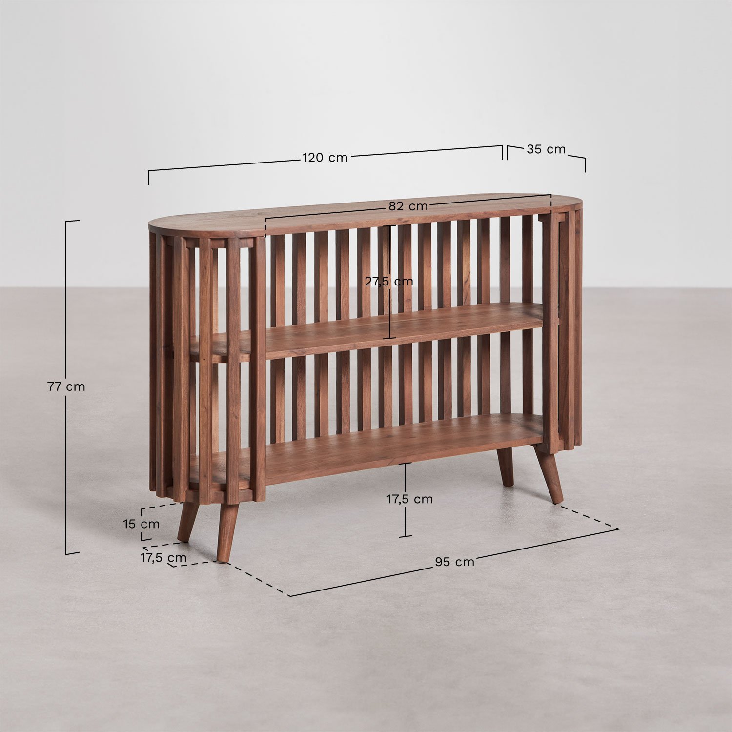 Buffet 120x35 cm en bois d'acacia Dragor , mesures