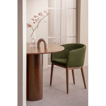 Chaise de salle à manger rembourrée Bunia avec accoudoirs