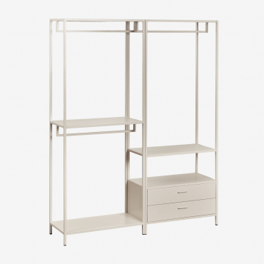 Armoire Modulaire Ouverte 2 Pièces Janine Avec Tiroirs Tapioca Beige - Sklum